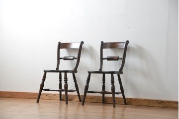 中古　松本民芸家具 ワイコムチェア2脚セット(12) 定価1脚=約88000円(椅子、イス、いす)