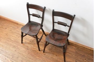 中古　松本民芸家具 ワイコムチェア2脚セット(椅子)(2)