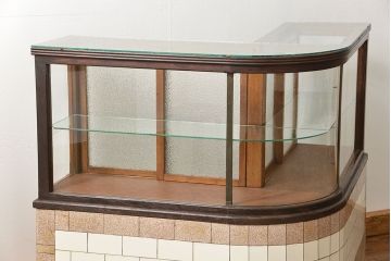 アンティーク家具　アンティーク 古いタバコ屋のR型タイルガラスケース(L型ガラスケース、ショーケース)