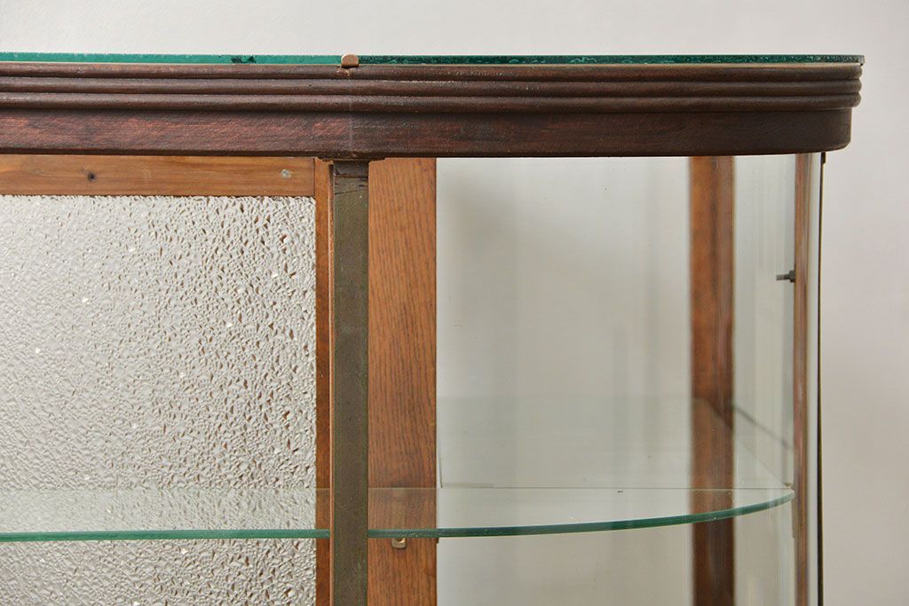 アンティーク家具　アンティーク 古いタバコ屋のR型タイルガラスケース(L型ガラスケース、ショーケース)