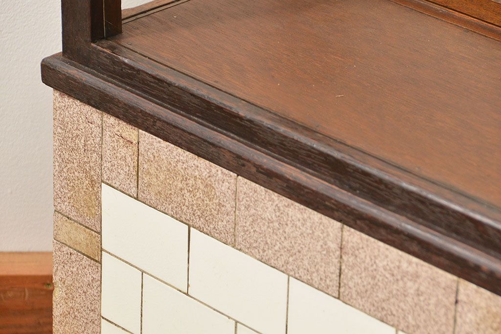 アンティーク家具　アンティーク 古いタバコ屋のR型タイルガラスケース(L型ガラスケース、ショーケース)