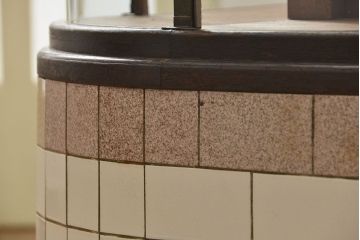 アンティーク家具　アンティーク 古いタバコ屋のR型タイルガラスケース(L型ガラスケース、ショーケース)