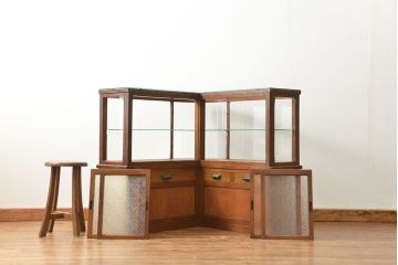 アンティーク家具　アンティーク 古いタバコ屋のR型タイルガラスケース(L型ガラスケース、ショーケース)