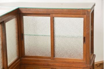 アンティーク家具　アンティーク 古いタバコ屋のR型タイルガラスケース(L型ガラスケース、ショーケース)