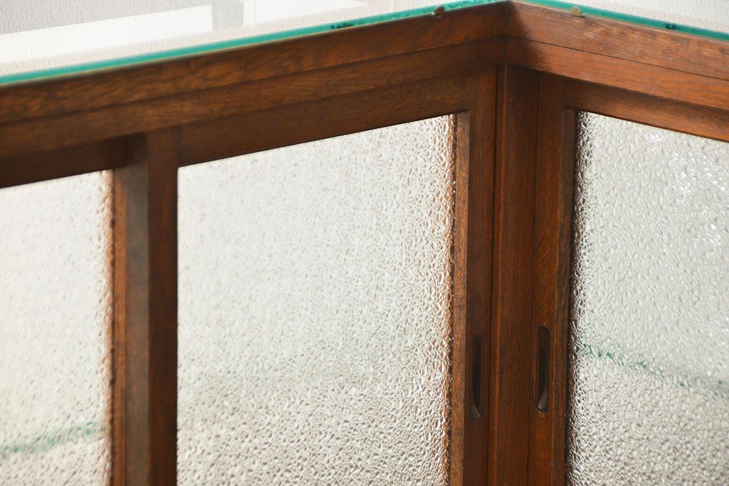 アンティーク家具　アンティーク 古いタバコ屋のR型タイルガラスケース(L型ガラスケース、ショーケース)