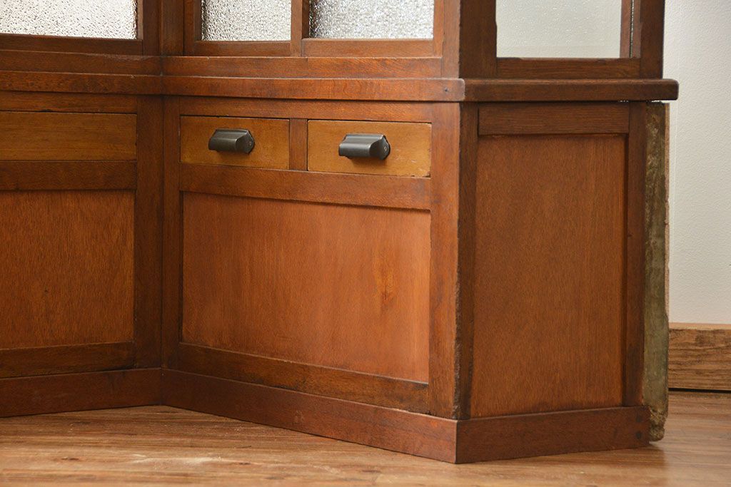 アンティーク家具　アンティーク 古いタバコ屋のR型タイルガラスケース(L型ガラスケース、ショーケース)