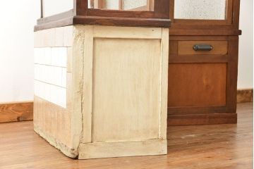 アンティーク家具　アンティーク 古いタバコ屋のR型タイルガラスケース(L型ガラスケース、ショーケース)