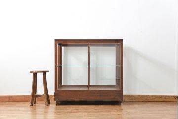 アンティーク家具　アンティーク 古い木のシンプルなガラスケース(2)(ショーケース、陳列棚)