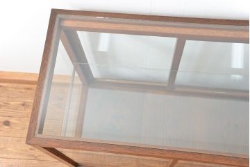 アンティーク家具　アンティーク 古い木のシンプルなガラスケース(2)(ショーケース、陳列棚)
