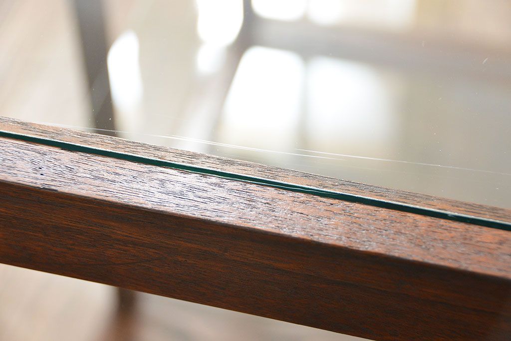 アンティーク家具　アンティーク 古い木のシンプルなガラスケース(2)(ショーケース、陳列棚)