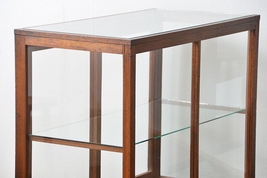 アンティーク家具　アンティーク 古い木のシンプルなガラスケース(2)(ショーケース、陳列棚)