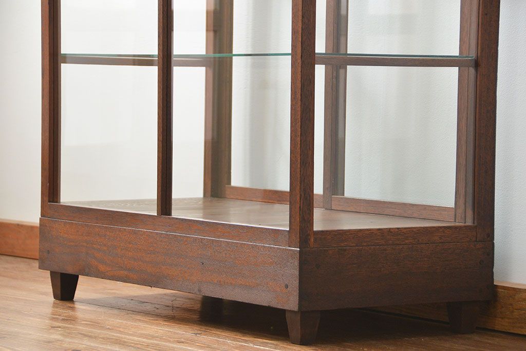 アンティーク家具　アンティーク 古い木のシンプルなガラスケース(2)(ショーケース、陳列棚)