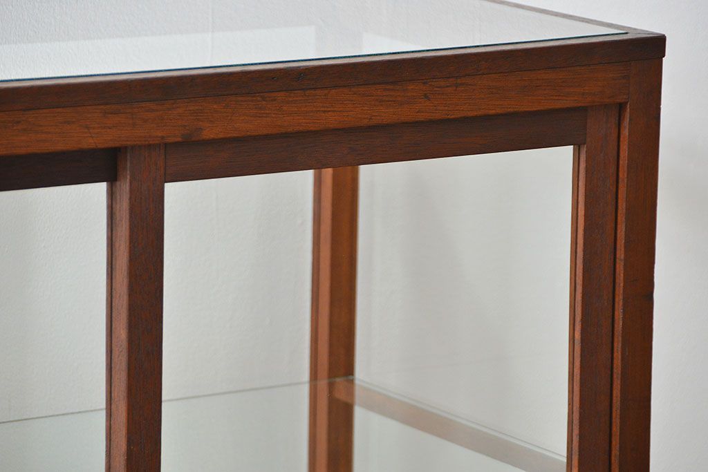 アンティーク家具　アンティーク 古い木のシンプルなガラスケース(2)(ショーケース、陳列棚)