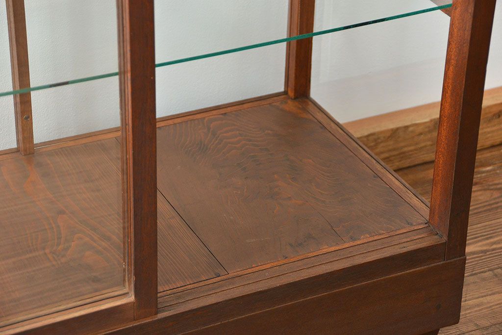 アンティーク家具　アンティーク 古い木のシンプルなガラスケース(2)(ショーケース、陳列棚)