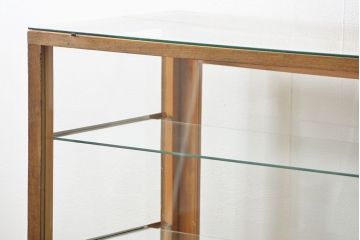 レトロ家具　昭和レトロ 脚付き横長ガラスケース(ショーケース、飾り棚)