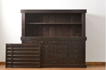 アンティーク家具　六尺　古民具・骨董 大きな引き出し20杯収納棚(時代箪笥、水屋箪笥、収納箪笥、薬箪笥)