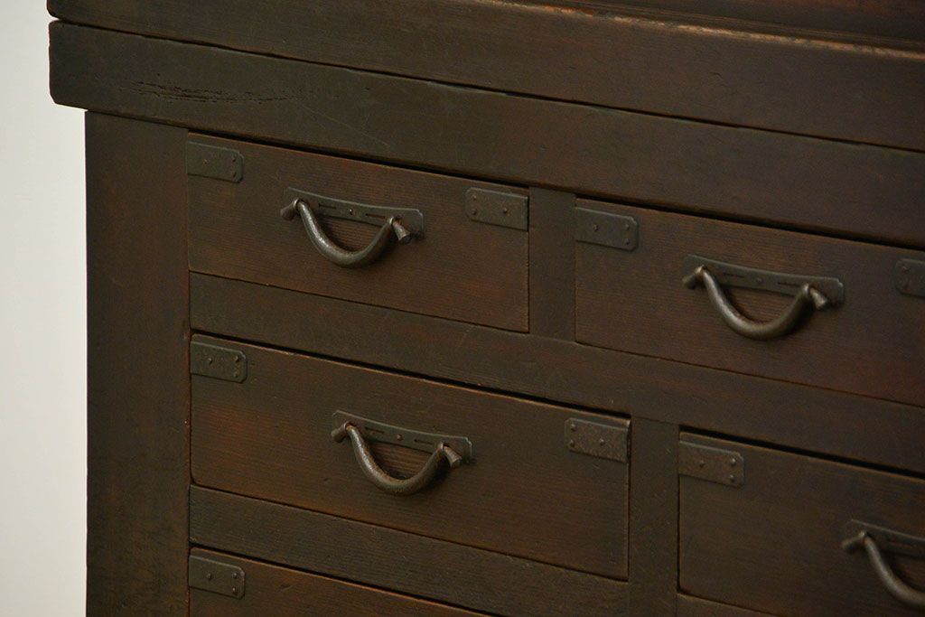 アンティーク家具　六尺　古民具・骨董 大きな引き出し20杯収納棚(時代箪笥、水屋箪笥、収納箪笥、薬箪笥)