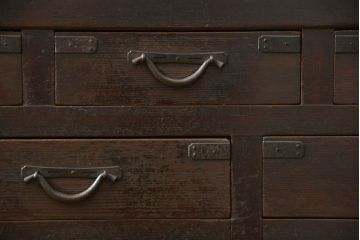 アンティーク家具　六尺　古民具・骨董 大きな引き出し20杯収納棚(時代箪笥、水屋箪笥、収納箪笥、薬箪笥)