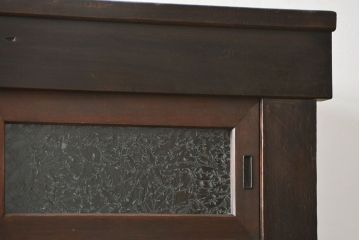 アンティーク家具　古民具・骨董 結霜ガラス入り 二段重ね 三尺水屋箪笥