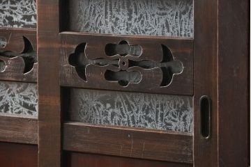 アンティーク家具　古民具・骨董 結霜ガラス入り 二段重ね 三尺水屋箪笥