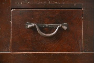 アンティーク家具　古民具・骨董 結霜ガラス入り 二段重ね 三尺水屋箪笥