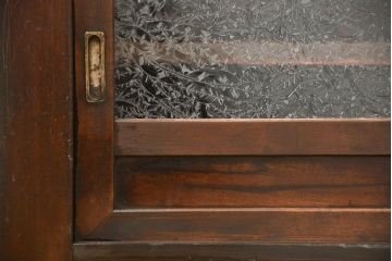 アンティーク家具　古民具・骨董 結霜ガラス入り 二段重ね 三尺水屋箪笥