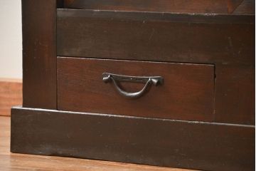 アンティーク家具　古民具・骨董 結霜ガラス入り 二段重ね 三尺水屋箪笥