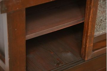 アンティーク家具　古民具・骨董 結霜ガラス入り 二段重ね 三尺水屋箪笥