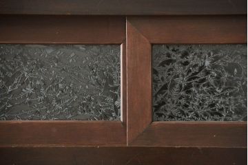 アンティーク家具　古民具・骨董 結霜ガラス入り 二段重ね 三尺水屋箪笥