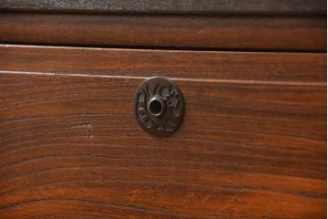 アンティーク家具　古民具・骨董 前面欅材の横長ローチェスト(ローボード・ドロワー・時代箪笥・タンス)