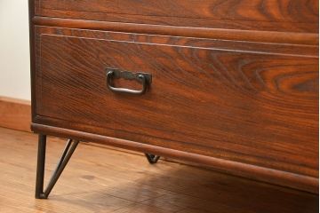 アンティーク家具　古民具・骨董 前面欅材の横長ローチェスト(ローボード・ドロワー・時代箪笥・タンス)