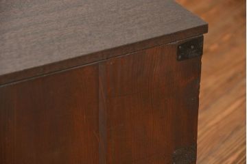 アンティーク家具　古民具・骨董 前面欅材の横長ローチェスト(ローボード・ドロワー・時代箪笥・タンス)