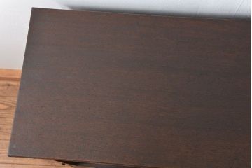 アンティーク家具　古民具・骨董 前面縞黒檀の結霜ガラス収納棚(時代箪笥、食器棚)