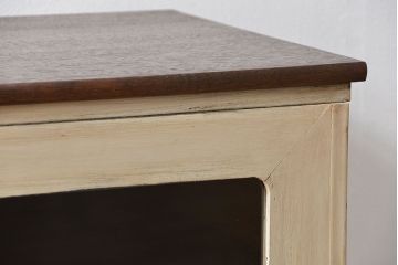 アンティーク家具　鉄脚付きアンティークペイントローボード(収納棚、TVボード)