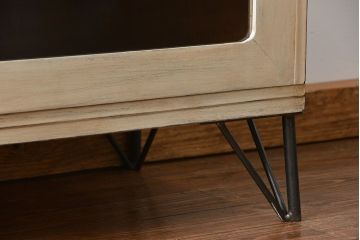 アンティーク家具　鉄脚付きアンティークペイントローボード(収納棚、TVボード)