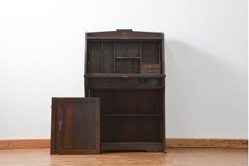 アンティーク家具　アンティーク 古いナラ材の象嵌入りライティングビュロー(机、在宅ワーク、在宅用ライティングデスク)