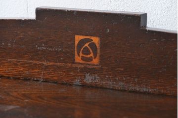 アンティーク家具　アンティーク 古いナラ材の象嵌入りライティングビュロー(机、在宅ワーク、在宅用ライティングデスク)
