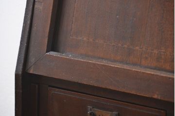 アンティーク家具　アンティーク 古いナラ材の象嵌入りライティングビュロー(机、在宅ワーク、在宅用ライティングデスク)