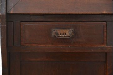 アンティーク家具　アンティーク 古いナラ材の象嵌入りライティングビュロー(机、在宅ワーク、在宅用ライティングデスク)
