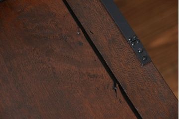 アンティーク家具　アンティーク 古いナラ材の象嵌入りライティングビュロー(机、在宅ワーク、在宅用ライティングデスク)