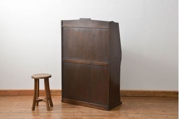 アンティーク家具　アンティーク 古いナラ材の象嵌入りライティングビュロー(机、在宅ワーク、在宅用ライティングデスク)