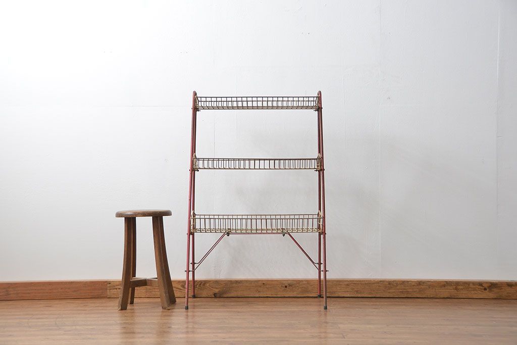 レトロ家具　昭和レトロ 古い商店のアイアンラック(2)(飾り棚、陳列棚)