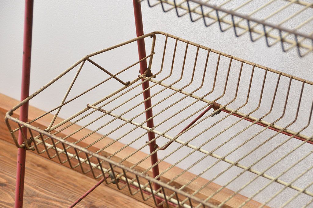 レトロ家具　昭和レトロ 古い商店のアイアンラック(2)(飾り棚、陳列棚)