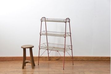 レトロ家具　昭和レトロ 古い商店のアイアンラック(2)(飾り棚、陳列棚)