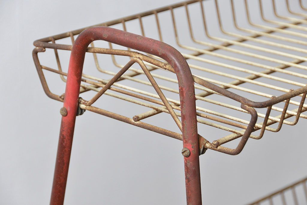 レトロ家具　昭和レトロ 古い商店のアイアンラック(2)(飾り棚、陳列棚)