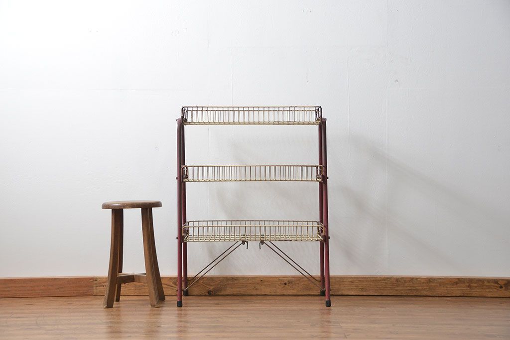 レトロ家具　昭和レトロ 古い商店のアイアンラック(3)(飾り棚、陳列棚)