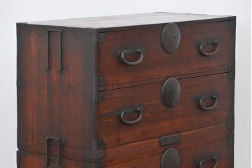 アンティーク家具　古民具・骨董 ☆味わい深い二段重ね時代箪笥(整理タンス、衣装箪笥)