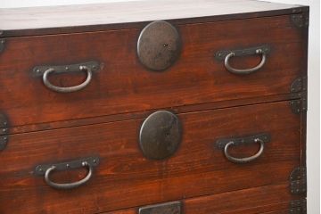 アンティーク家具　古民具・骨董 ☆味わい深い二段重ね時代箪笥(整理タンス、衣装箪笥)