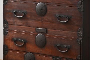 アンティーク家具　古民具・骨董 ☆味わい深い二段重ね時代箪笥(整理タンス、衣装箪笥)