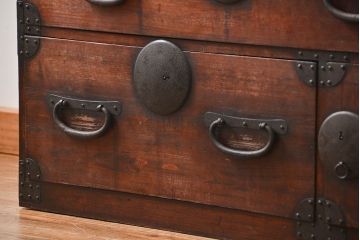 アンティーク家具　古民具・骨董 ☆味わい深い二段重ね時代箪笥(整理タンス、衣装箪笥)